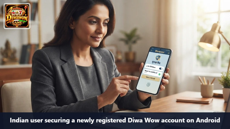 Indian user securing a newly registered Diwa Wow account on Android